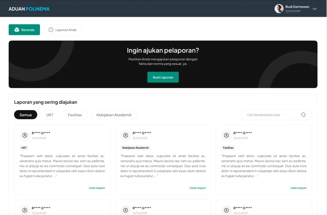 Aduan Polinema project screenshot