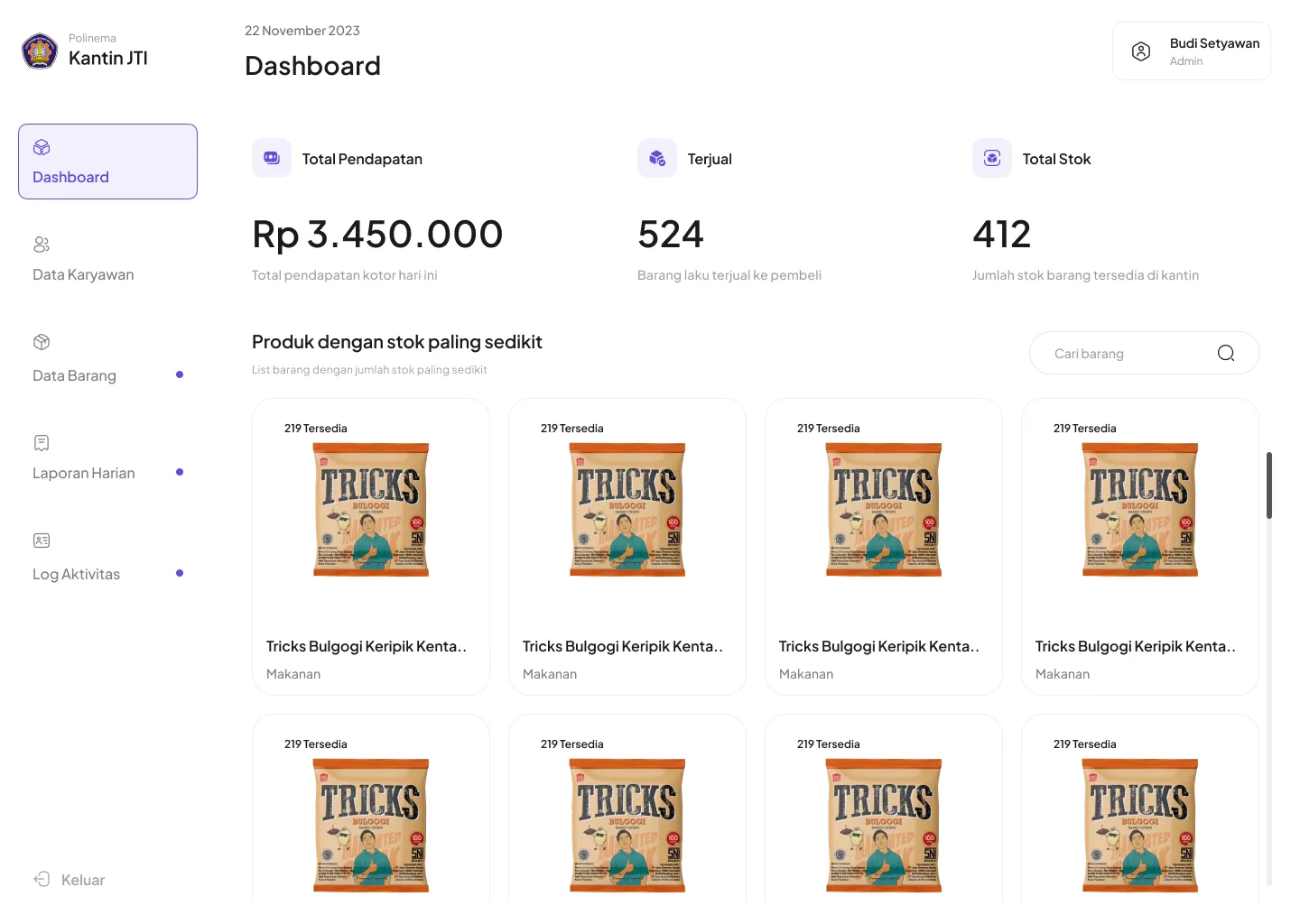 SaaS Kantin JTI project screenshot